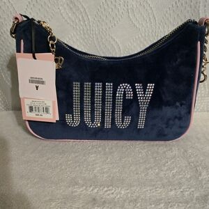 Juicy Couture Navy Blue Velvet Shoulder Bag